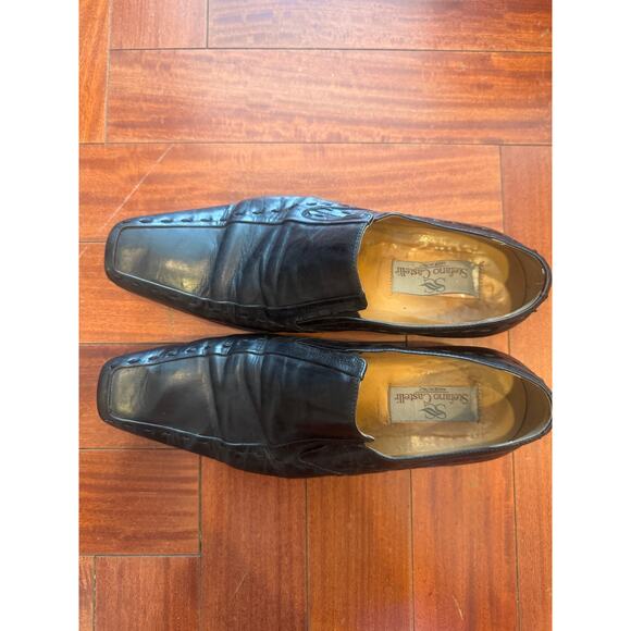 Stefano Castelli Italian Leather Dress Shoes Mens EU 40 Black Loafers Square Toe main image 4